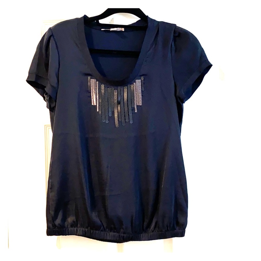 Navy blue blouse with sequin detail